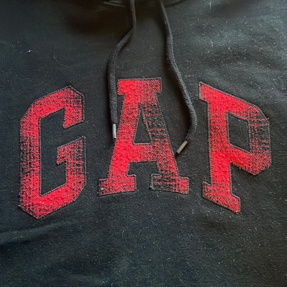 Black Gap Hoodie — Plaid Red Lettering - Picture 2 of 4